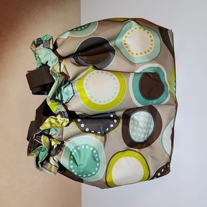 Thirty-one insulated lunch tote Dot/Circle pattern Brown/Teal/Green